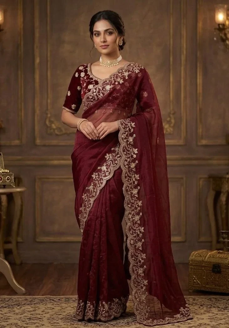 Vt 855 T Fandy Sattin Silk Embroidered Saree Collection