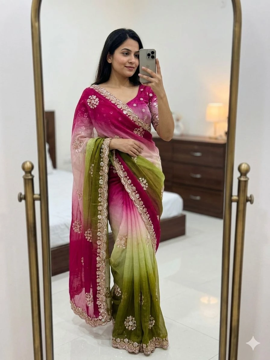 Vt 861 T Chiffon Georgette Embroidery Worked Saree Collection