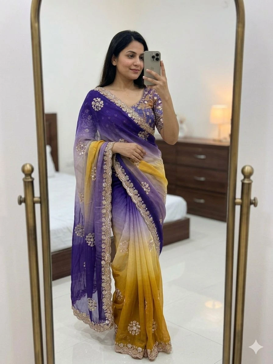 Vt 861 T Chiffon Georgette Embroidery Worked Saree Collection