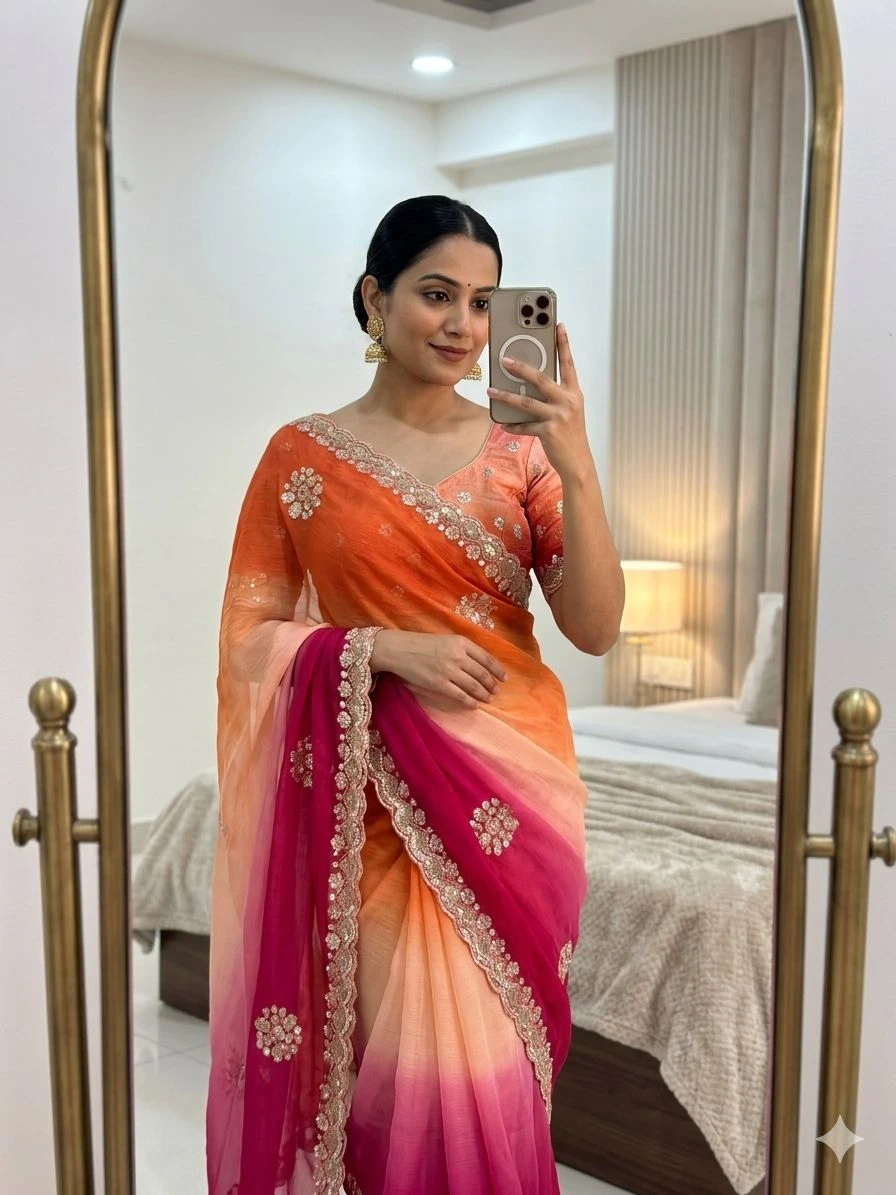 Vt 861 T Chiffon Georgette Embroidery Worked Saree Collection