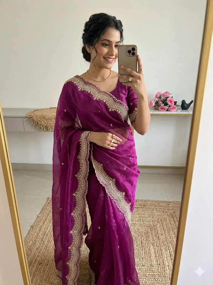 Vt 863 T Fandy Satin Silk Embroidered Saree Collection