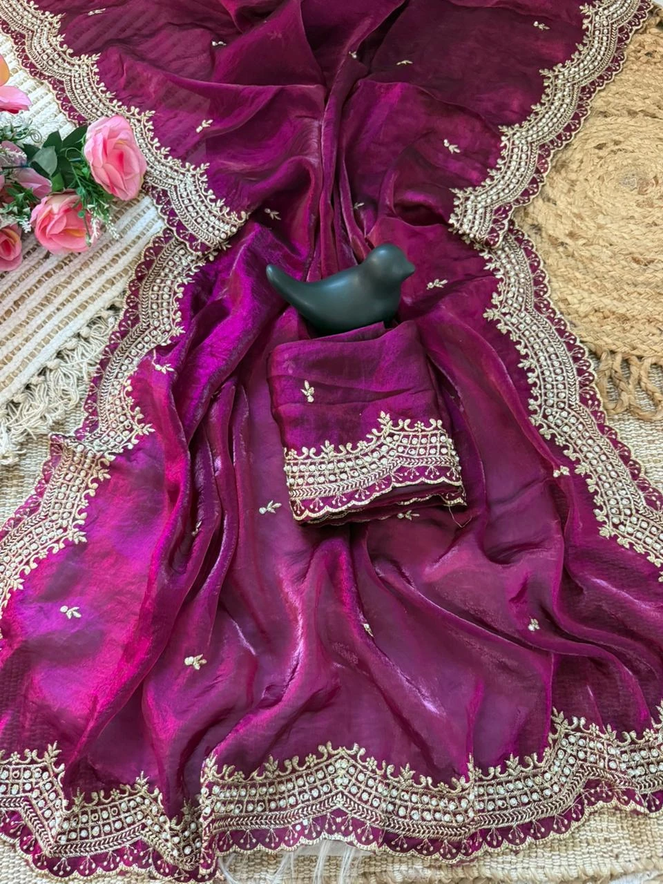 Vt 863 T Fandy Satin Silk Embroidered Saree Collection