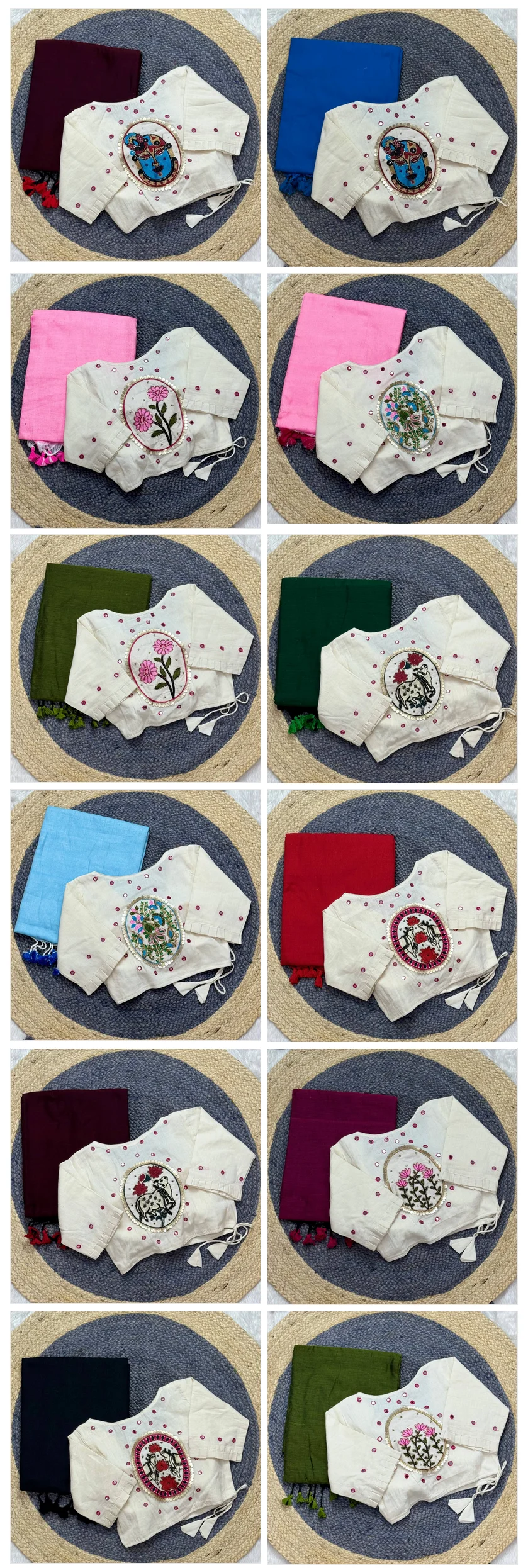 Khadi White Love Cotton Saree with Embroidered Blouse Collection