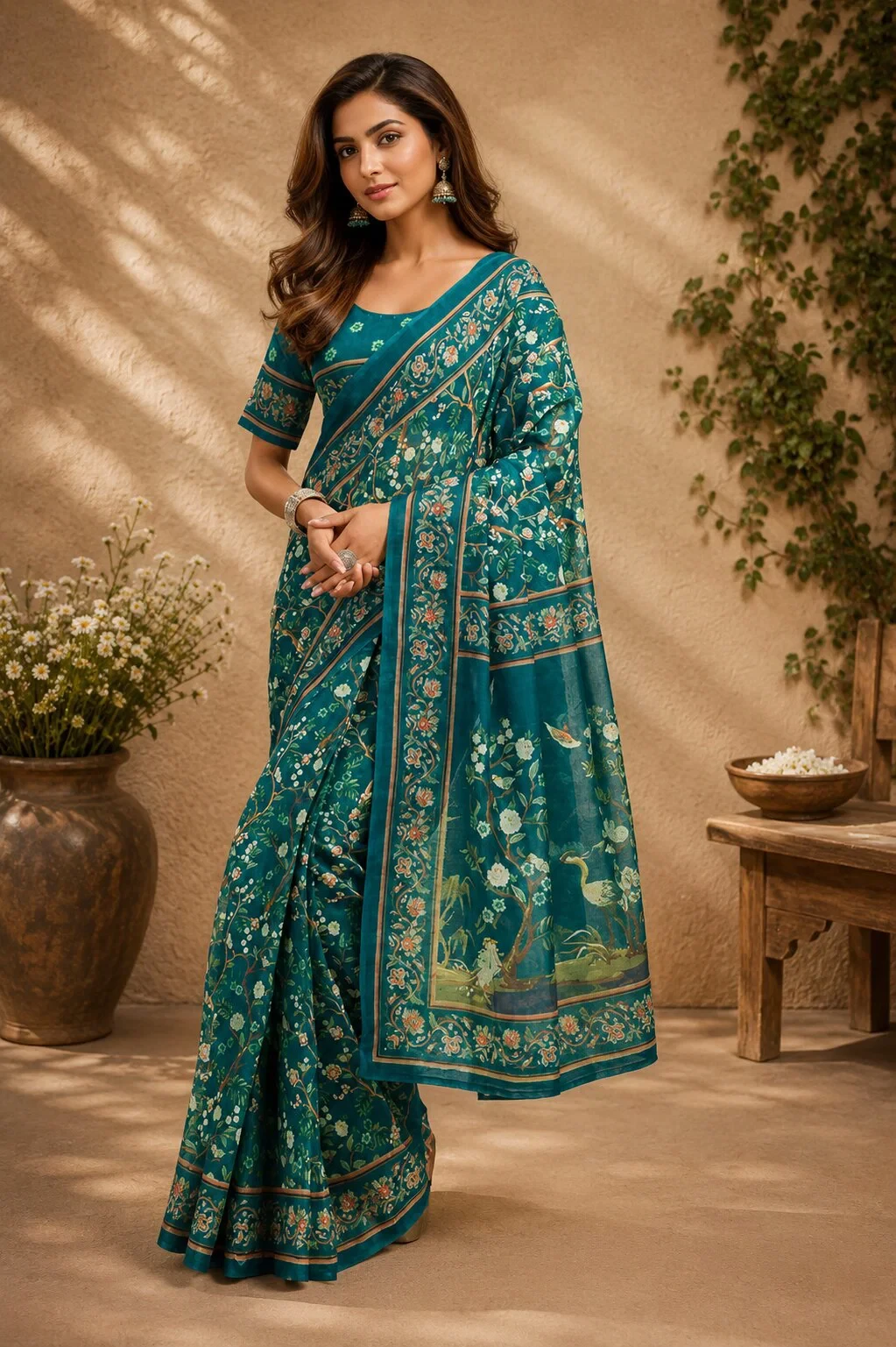 Meera 340 Chanderi Cotton Printed Ready to Wear Saree
