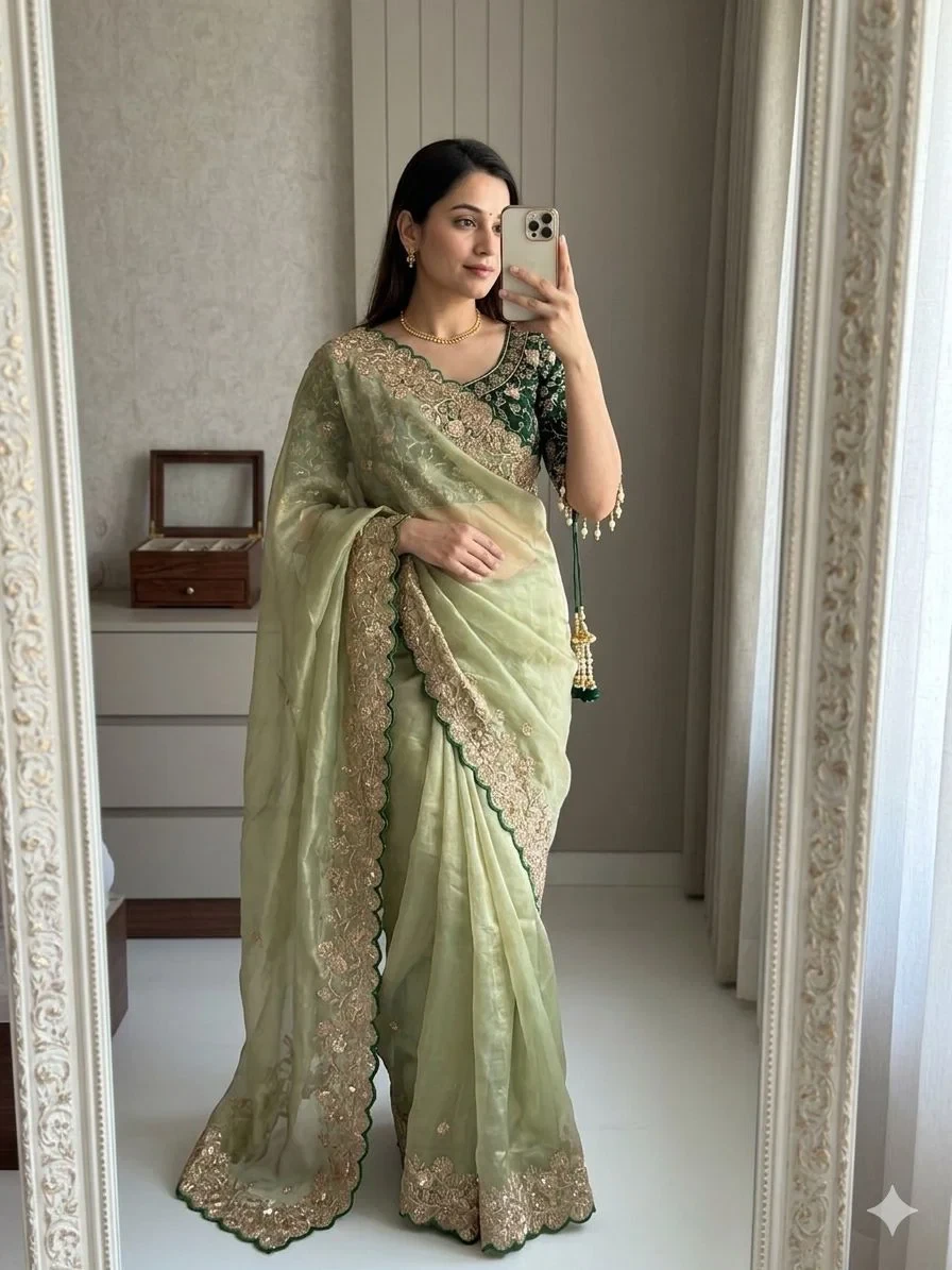 Vt 869 T Fandy Satin Silk Sequence Worked Saree Collection