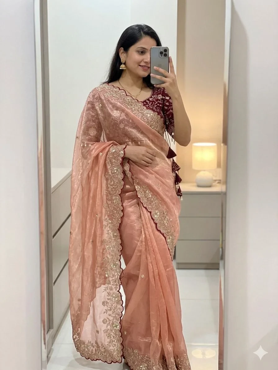 Vt 869 T Fandy Satin Silk Sequence Worked Saree Collection