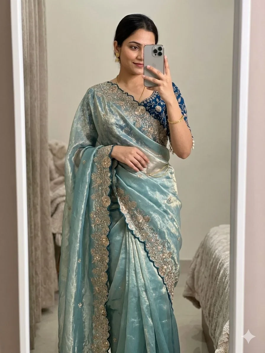 Vt 869 T Fandy Satin Silk Sequence Worked Saree Collection