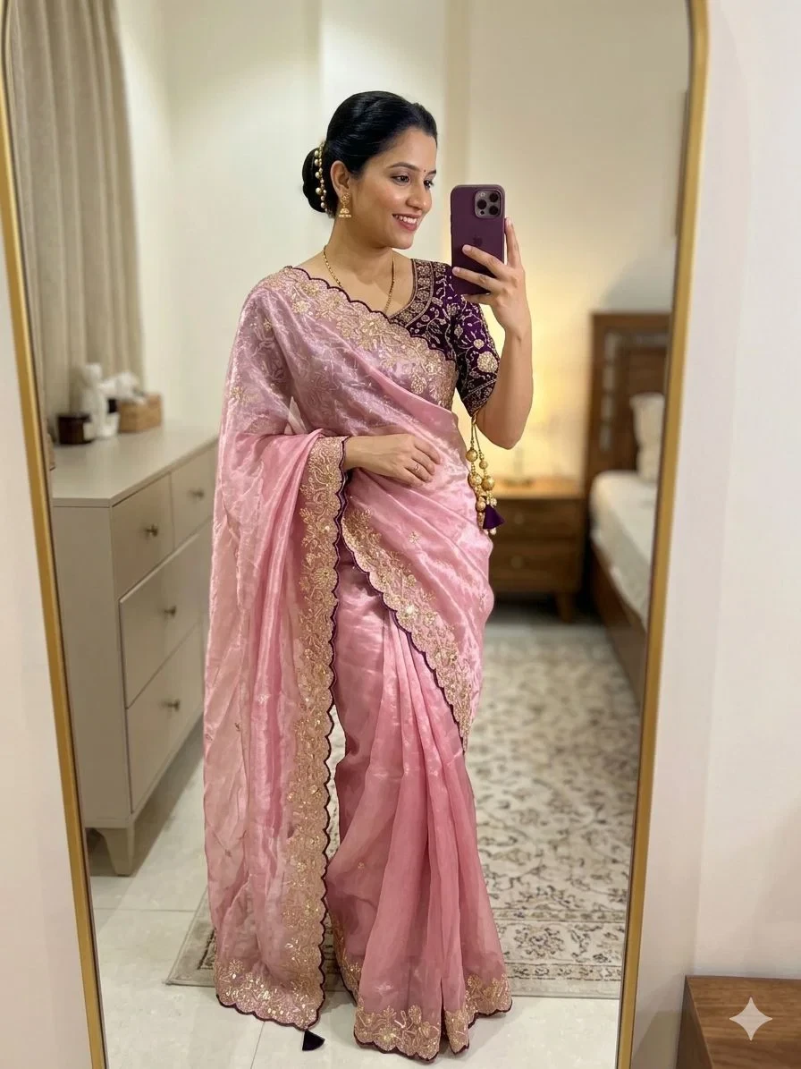 Vt 869 T Fandy Satin Silk Sequence Worked Saree Collection