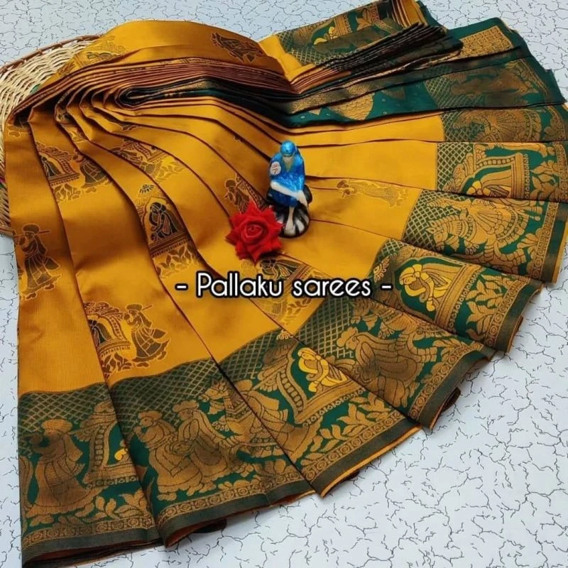 Aab Pallaku Rose Gold Bridal Silk Jacquard Work Saree Collection