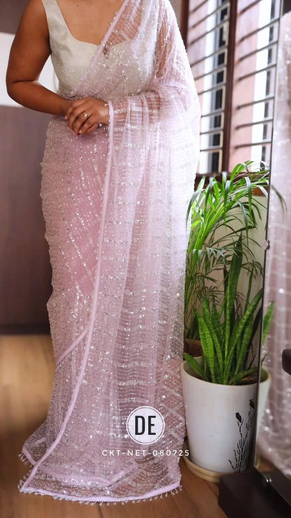 Kc Beed 2 Soft Net Beads Worked Premium Saree Collection