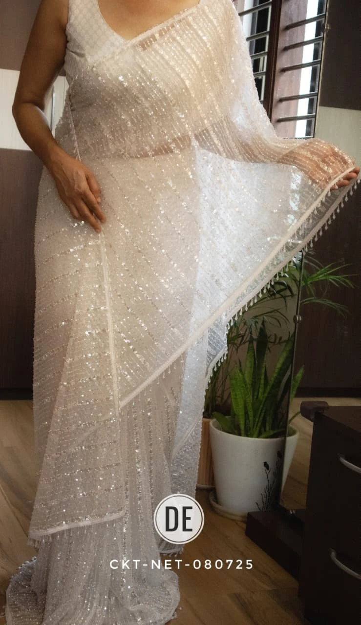 Kc Beed 2 Soft Net Beads Worked Premium Saree Collection