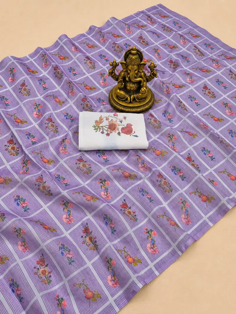 Sckr Flora C Linen Floral Printed Saree Collection