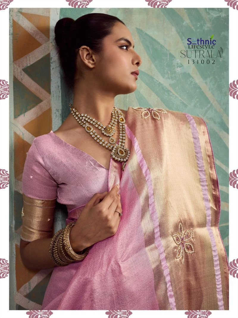 Sethnic Sutrala Vol 4 Tissue Cotton Handwork Saree