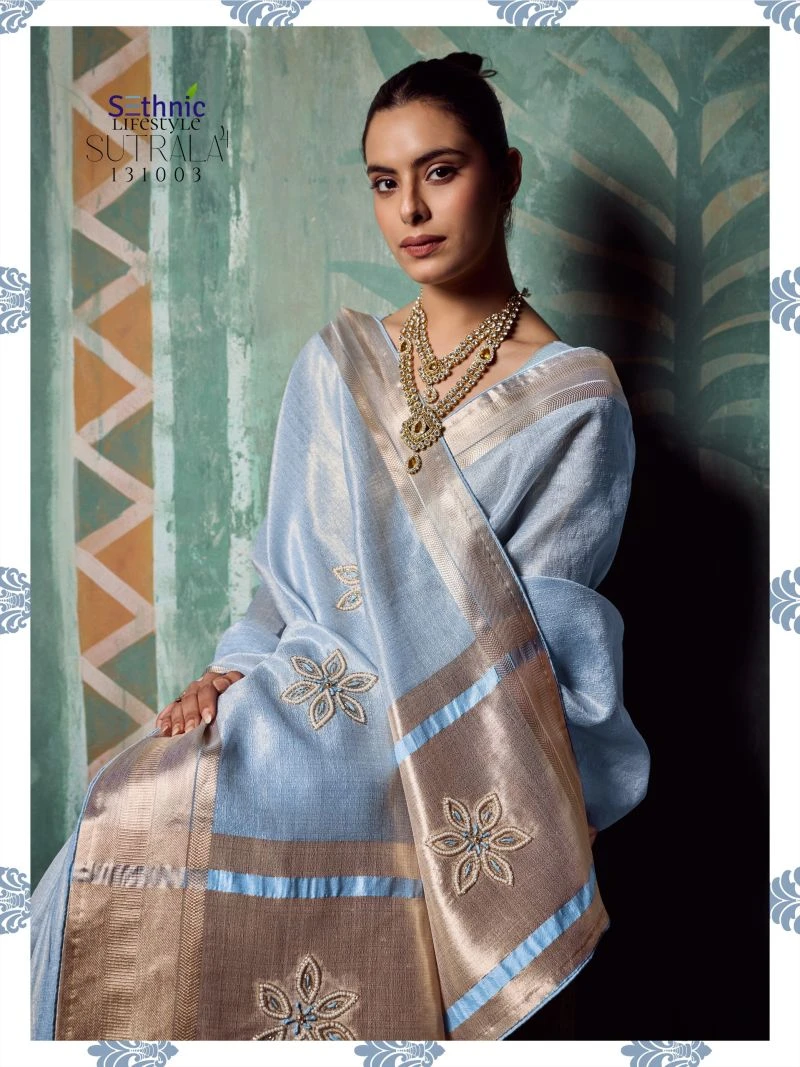 Sethnic Sutrala Vol 4 Tissue Cotton Handwork Saree