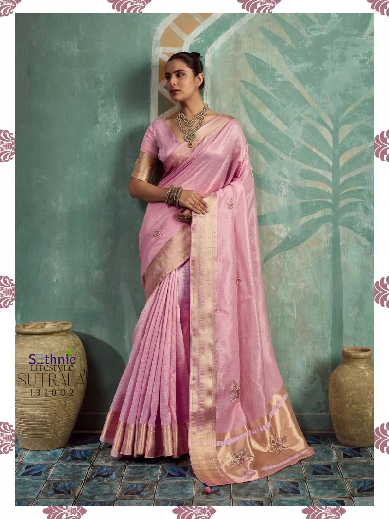 Sethnic Sutrala Vol 4 Tissue Cotton Handwork Saree