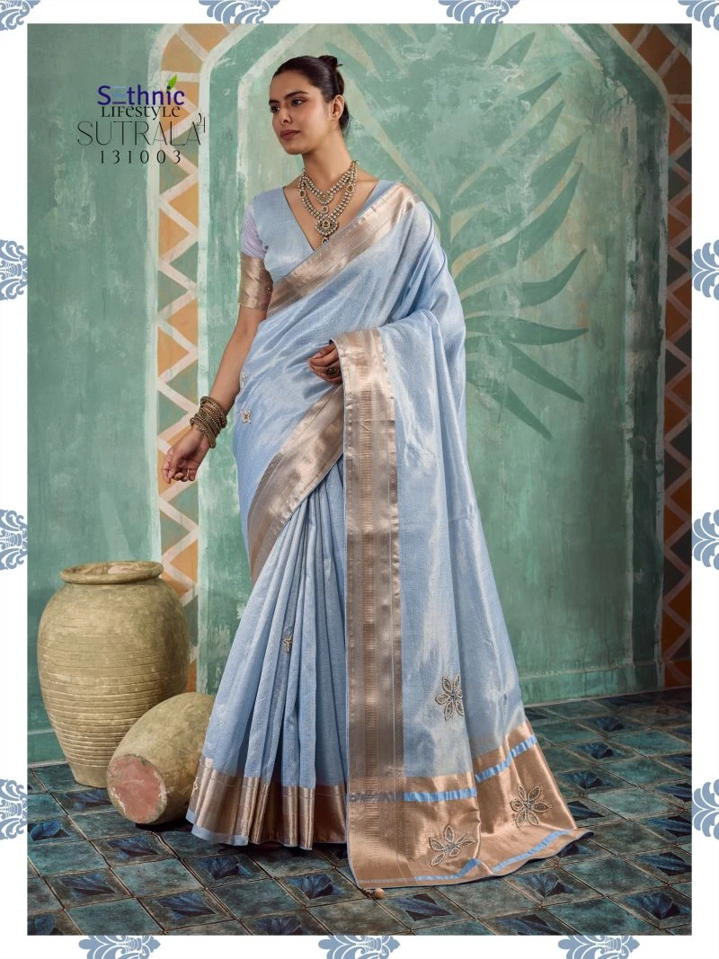 Sethnic Sutrala Vol 4 Tissue Cotton Handwork Saree