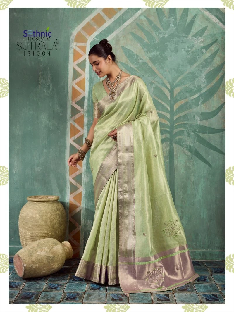 Sethnic Sutrala Vol 4 Tissue Cotton Handwork Saree