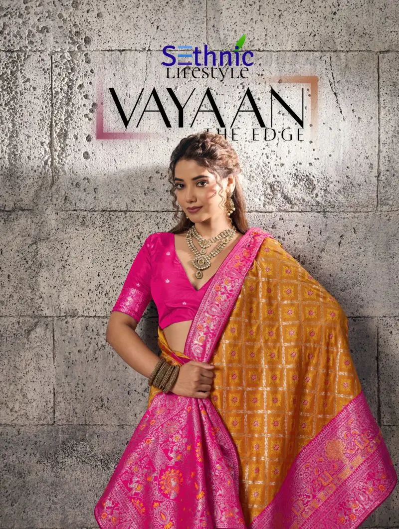 Sethnic Vayaan Banarasi Silk Zari Work Motif Patta Saree Collection